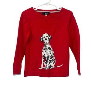 Joules Knit Wear 101 Dalmatian Dog Print Light Sweater Size 5 Girls Red